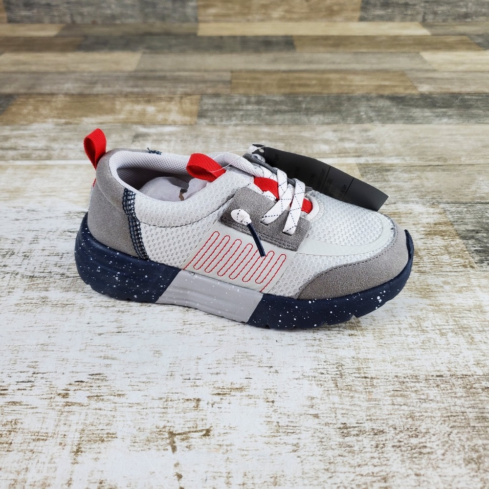 Hey Dude Sirocco Play Varsity Kids Loafer Shoes Sz 13 C13 Light Gray Red Comfort
